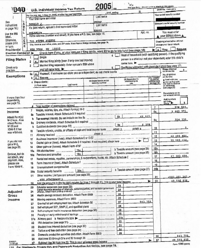 tax2005nostory_small MSNBC's "Tax Records" Non-Story: Trump Made $150MM, Paid 25% Tax Rate Media Bias  